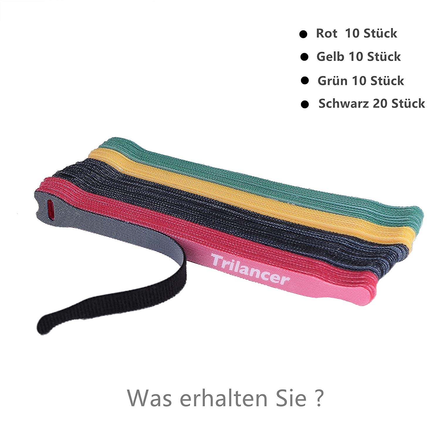 Wiederverwendbare Kabelbinder mit Klett, Trilancer Klettkabelbinder  Kabelklett Seilklett mit Klettverschluss, 20CM Schnurbinder Gurt  Klettbänder für Kabel und Kabelmanagement (50 Stück)