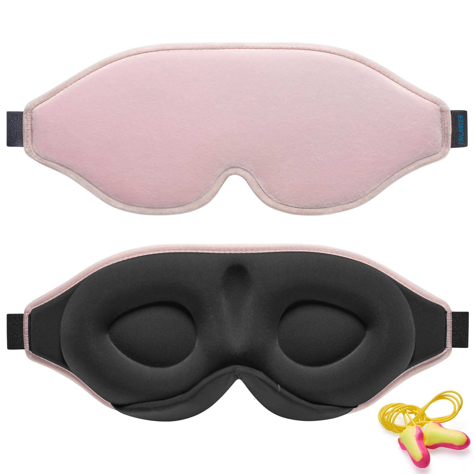2024 Innovative Sleep Mask for Men and Women, Trilancer 3D 100% Light Blocking Design, Comfortable Eye mask, Blackout Blindfold for Sleeping, Nap, Meditation, Travel, with Earplugs (Pink)