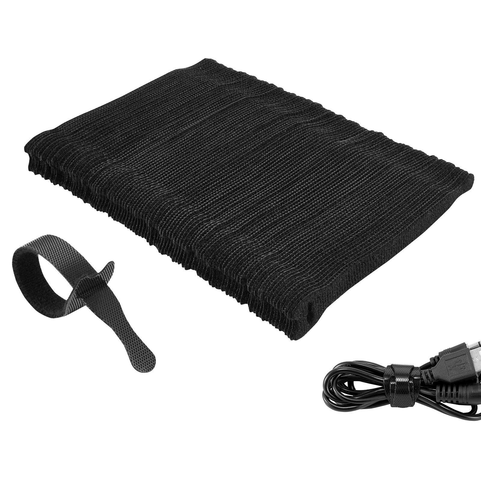 100PCS Reusable Cable Ties Cable Straps,Trilancer 15x1.2cm Thin Wire Cord Organization Ties with Hook and Loop for Home, Office and Data Centers(Black)