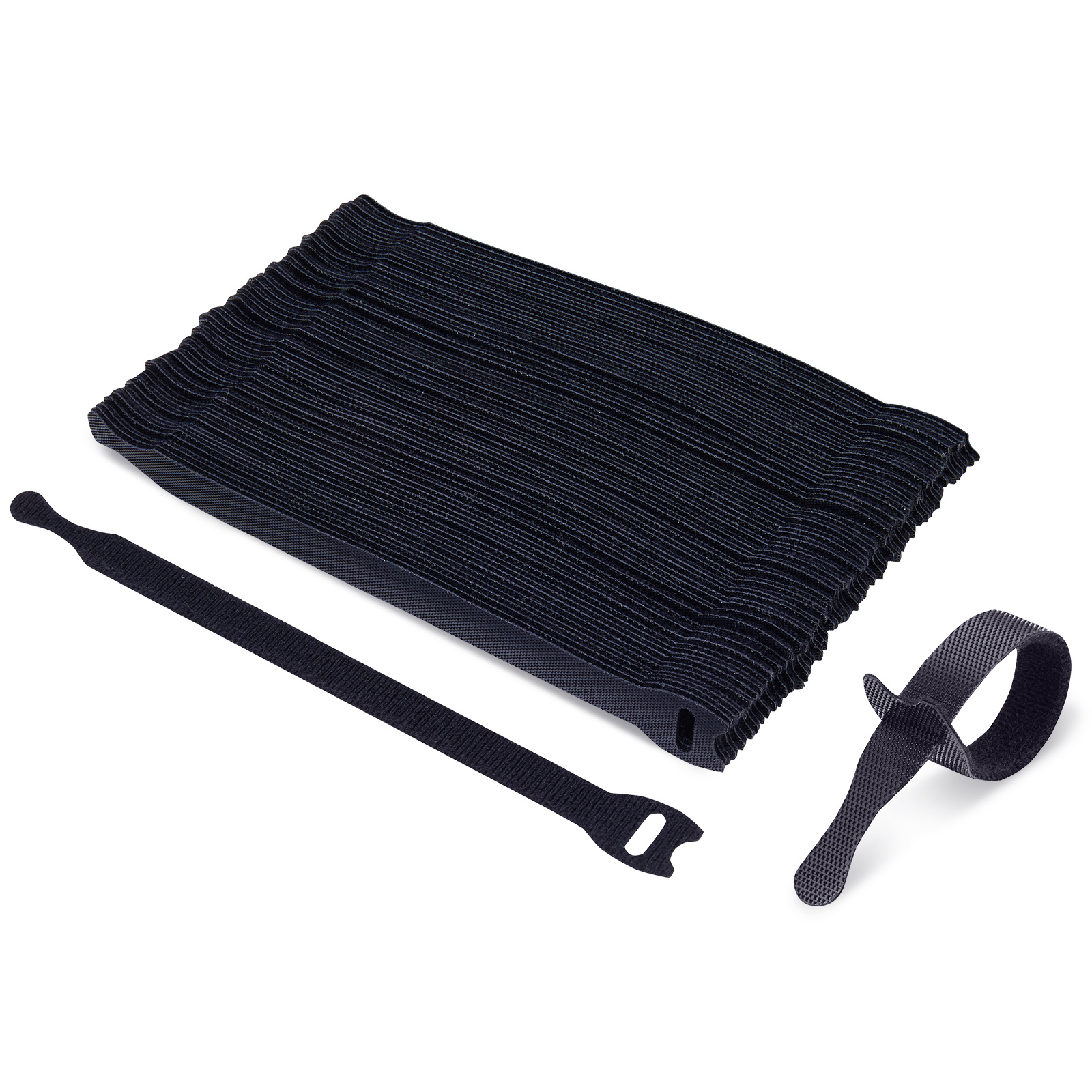 50Pk Reusable Cable Ties Cable Straps, Trilancer 8''x0.5'' Thin Wire Cord Organization Ties with Hook and Loop for Home, Office and Data Centers(Black)